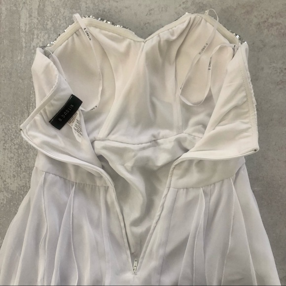 🌼 B. Darlin High Low Strapless Sparkle Dress, White 3/4 - Picture 7 of 8